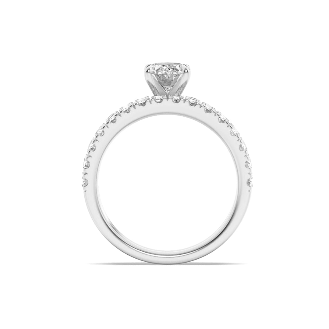 2Cttw Oval Shaped Lab Grown Diamond (F/VVS) Classic Accented  Set With Band and Engagement Ring in 14K Gold