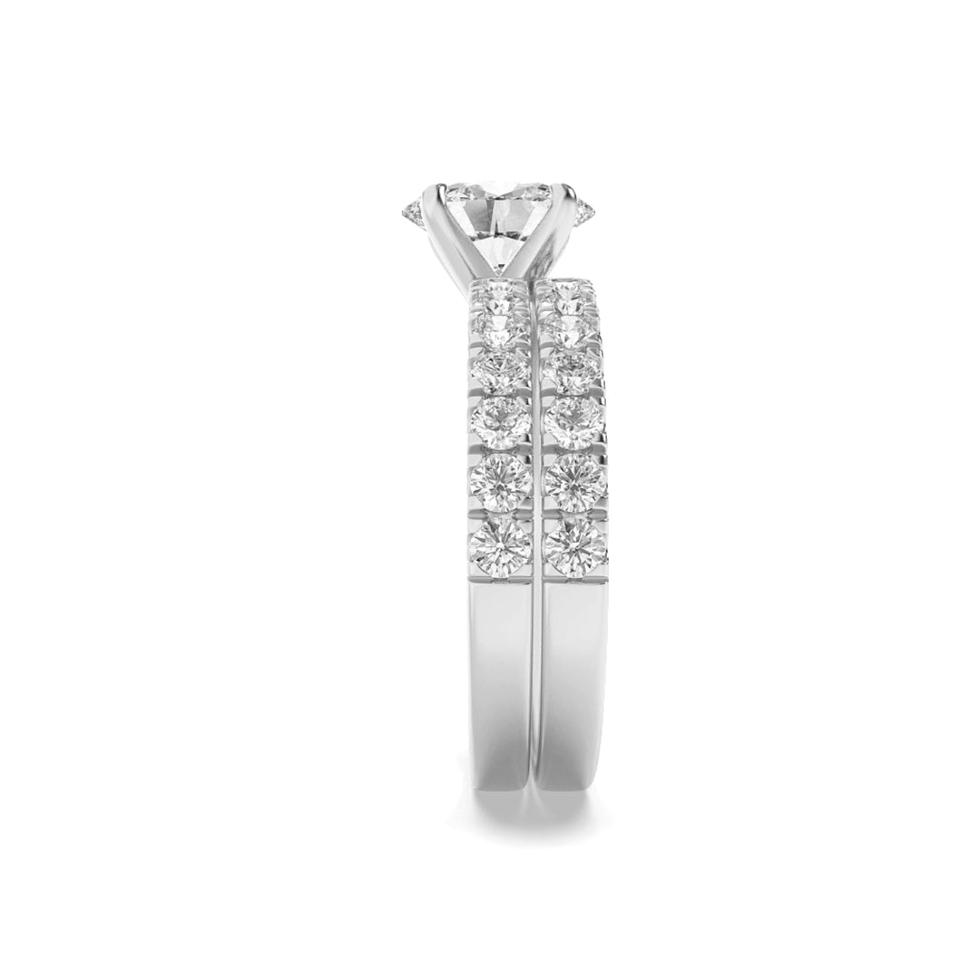 2Cttw Oval Shaped Lab Grown Diamond (F/VVS) Classic Accented  Set With Band and Engagement Ring in 14K Gold
