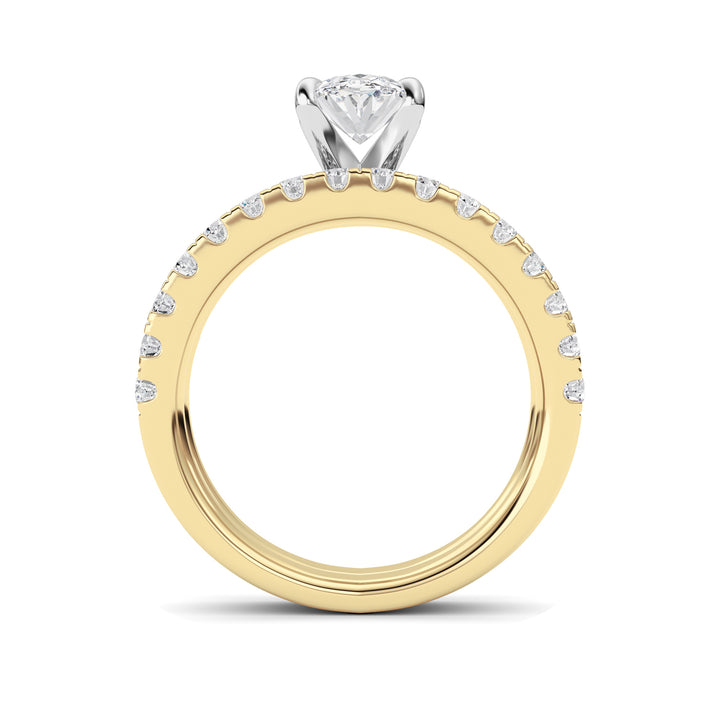 2Cttw Oval Shaped Lab Grown Diamond (F/VVS) Classic Accented  Set With Band and Engagement Ring in 14K Gold