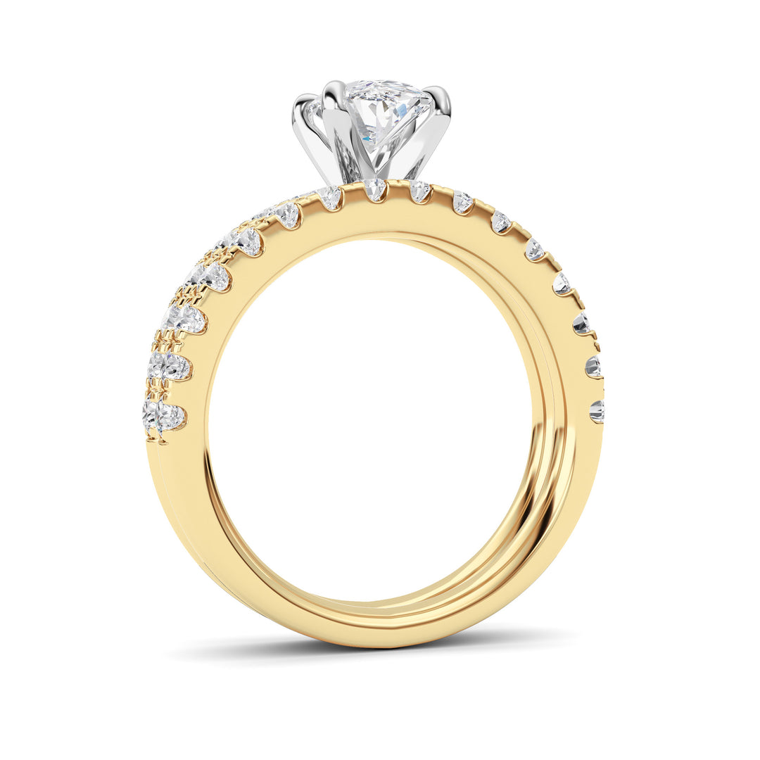 2Cttw Oval Shaped Lab Grown Diamond (F/VVS) Classic Accented  Set With Band and Engagement Ring in 14K Gold