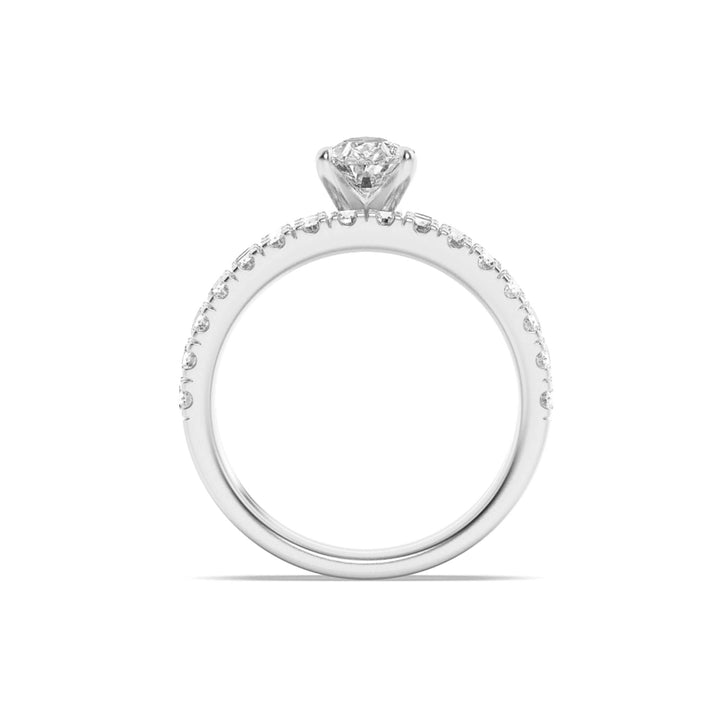 2Cttw Pear Shaped Lab Grown Diamond (F/VS) Classic Accented  Set With Band and Engagement Ring in 14K Gold