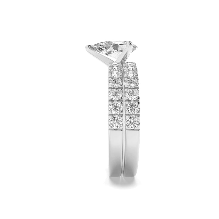 2Cttw Pear Shaped Lab Grown Diamond (G/VS) Classic Accented  Set With Band and Engagement Ring in 14K Gold