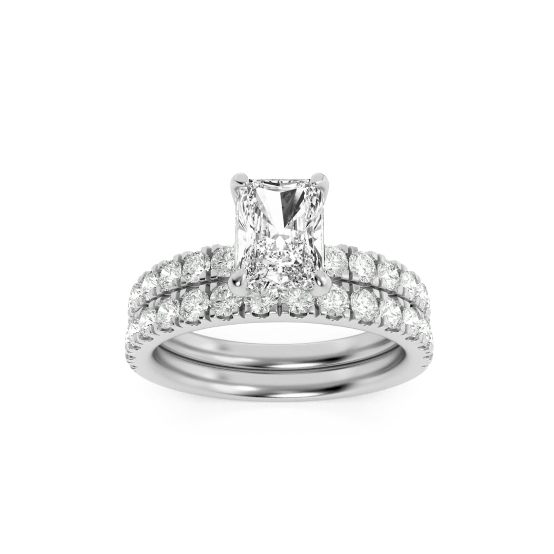 2Cttw Radiant Shaped Lab Grown Diamond (F/VS) Classic Accented Set With Band and Engagement Ring in14K Gold