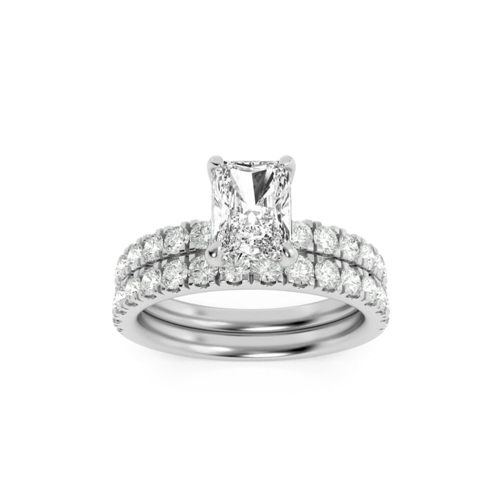2Cttw Radiant Shaped Lab Grown Diamond (F/VS) Classic Accented Set With Band and Engagement Ring in14K Gold