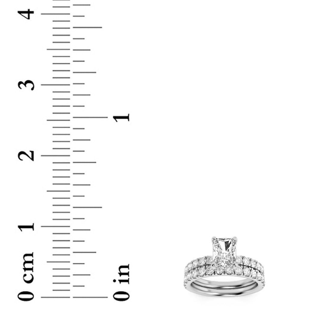 2Cttw Radiant Shaped Lab Grown Diamond (F/VS) Classic Accented Set With Band and Engagement Ring in14K Gold
