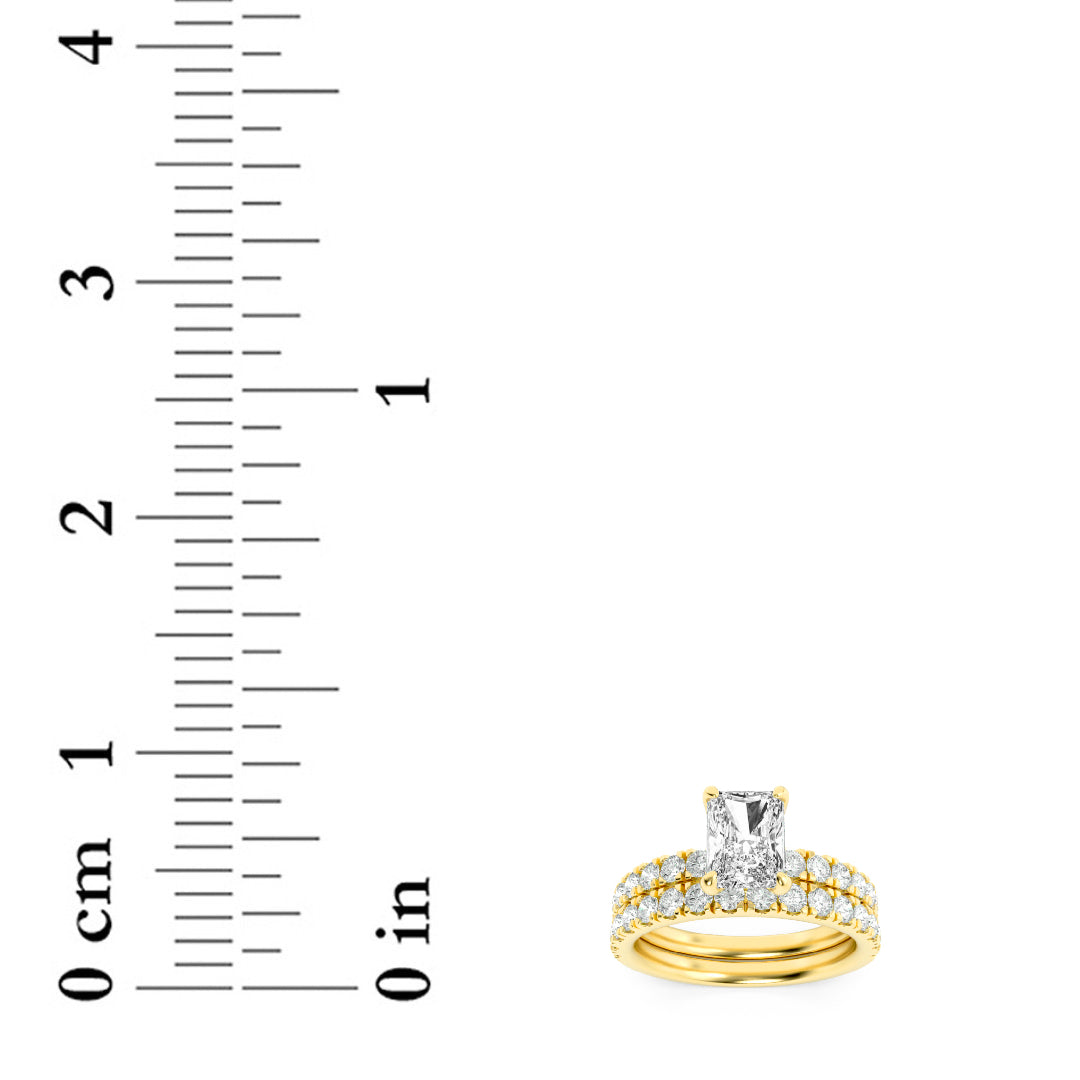 2Cttw Radiant Shaped Lab Grown Diamond (F/VS) Classic Accented Set With Band and Engagement Ring in14K Gold