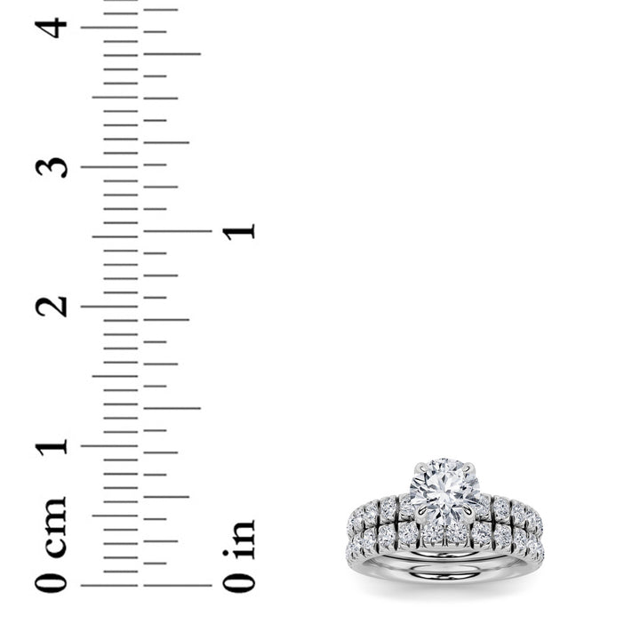 2Cttw Round Shaped Lab Grown Diamond (F/VS) Classic Accented Set With Band and Engagement Ring in 14K Gold