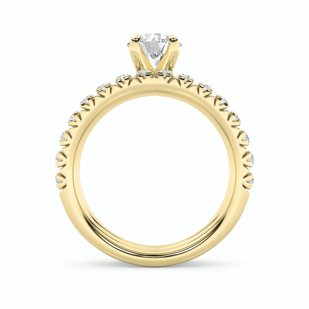 2Cttw Round Shaped Lab Grown Diamond (F/VS) Classic Accented Set With Band and Engagement Ring in 14K Gold
