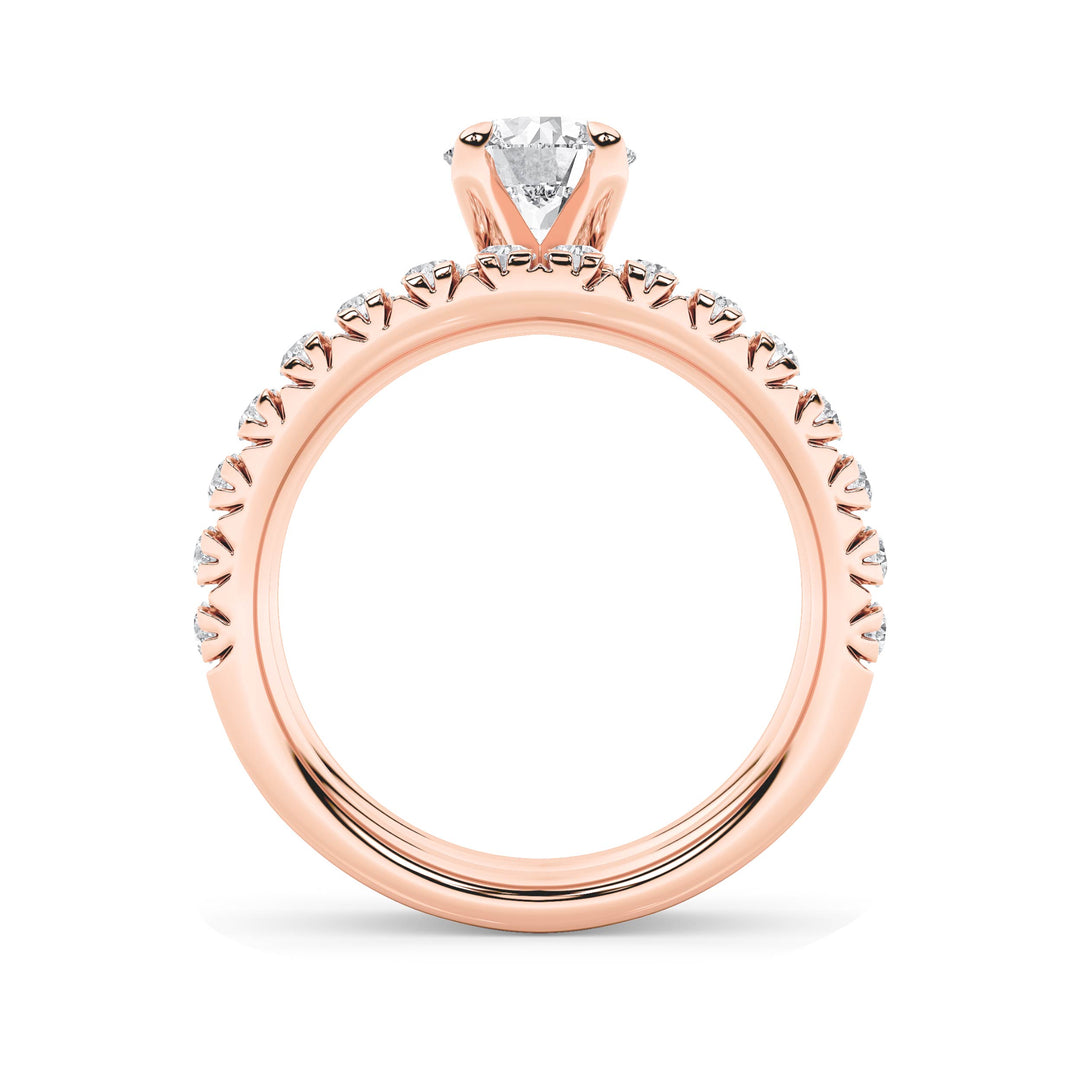 2Cttw Round Shaped Lab Grown Diamond (F/VS) Classic Accented Set With Band and Engagement Ring in 14K Gold