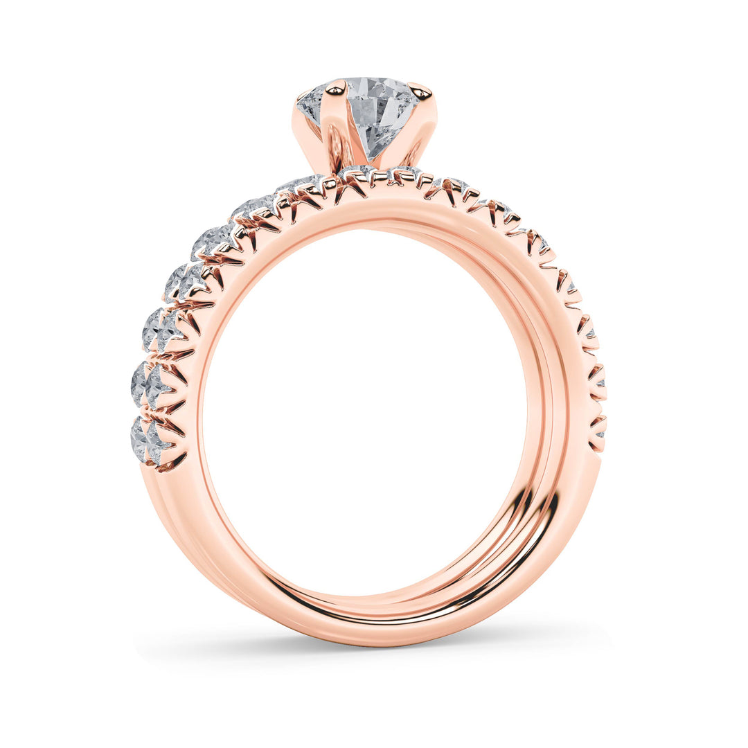 2Cttw Round Shaped Lab Grown Diamond (F/VS) Classic Accented Set With Band and Engagement Ring in 14K Gold