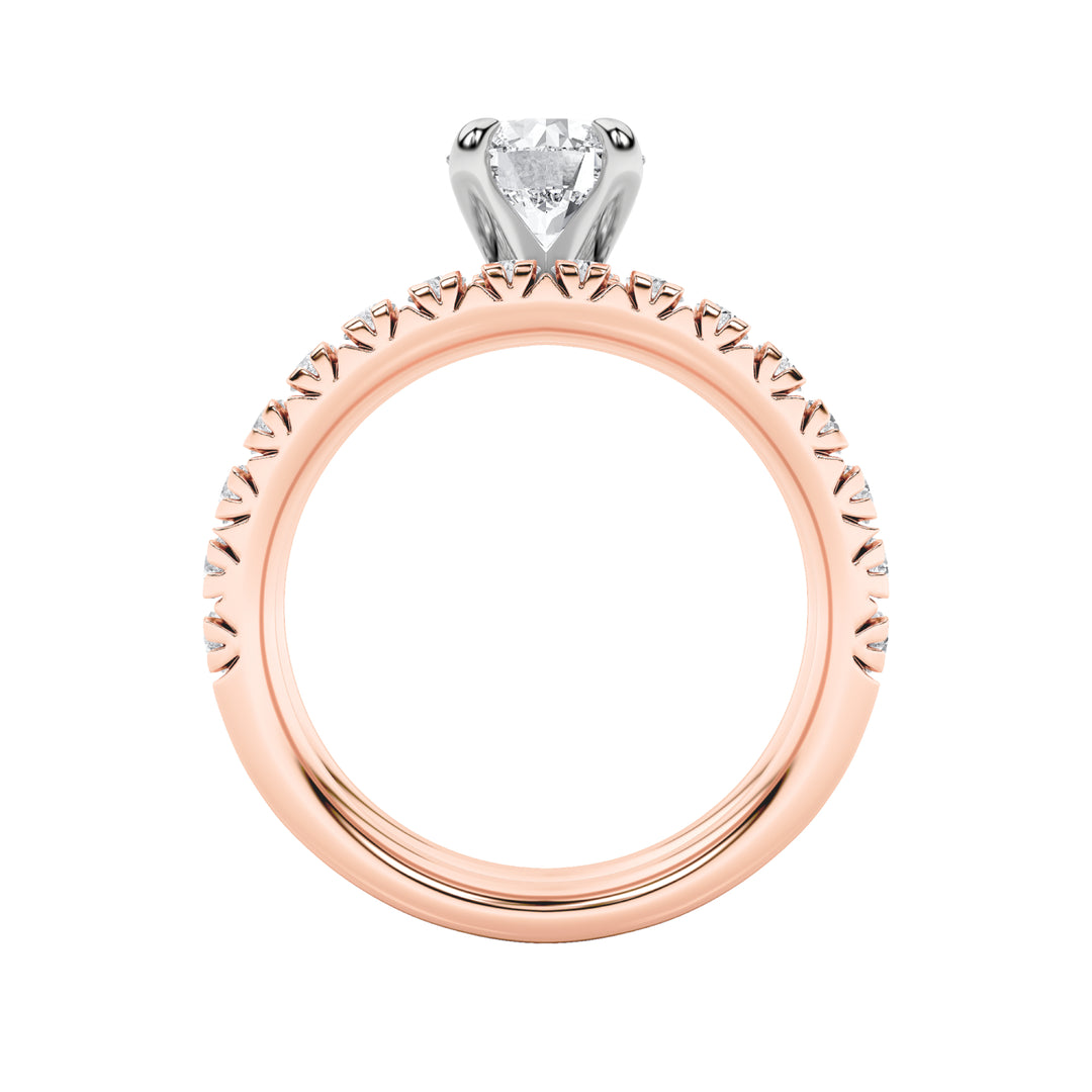 2Cttw Round Shaped Lab Grown Diamond (F/VS) Classic Accented Set With Band and Engagement Ring in 14K Gold