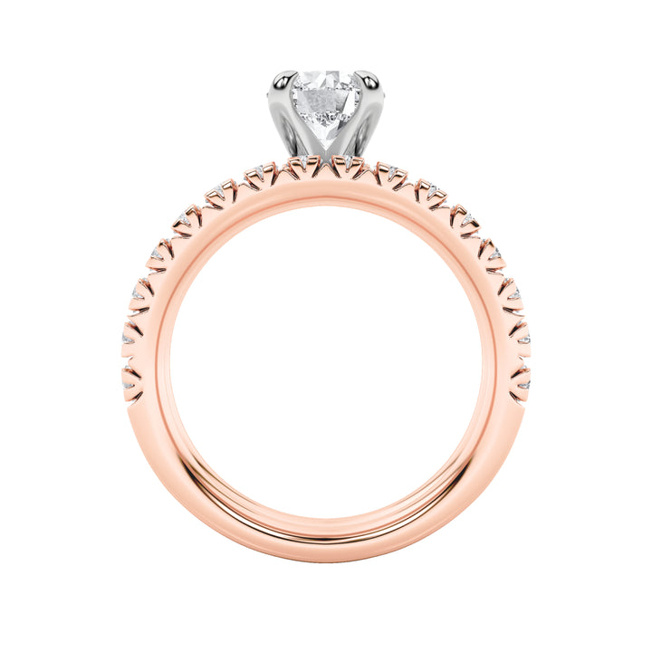 2Cttw Round Shaped Lab Grown Diamond (F/VS) Classic Accented Set With Band and Engagement Ring in 14K Gold