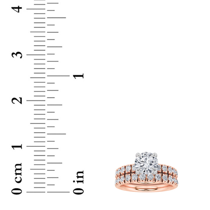 2Cttw Round Shaped Lab Grown Diamond (F/VS) Classic Accented Set With Band and Engagement Ring in 14K Gold