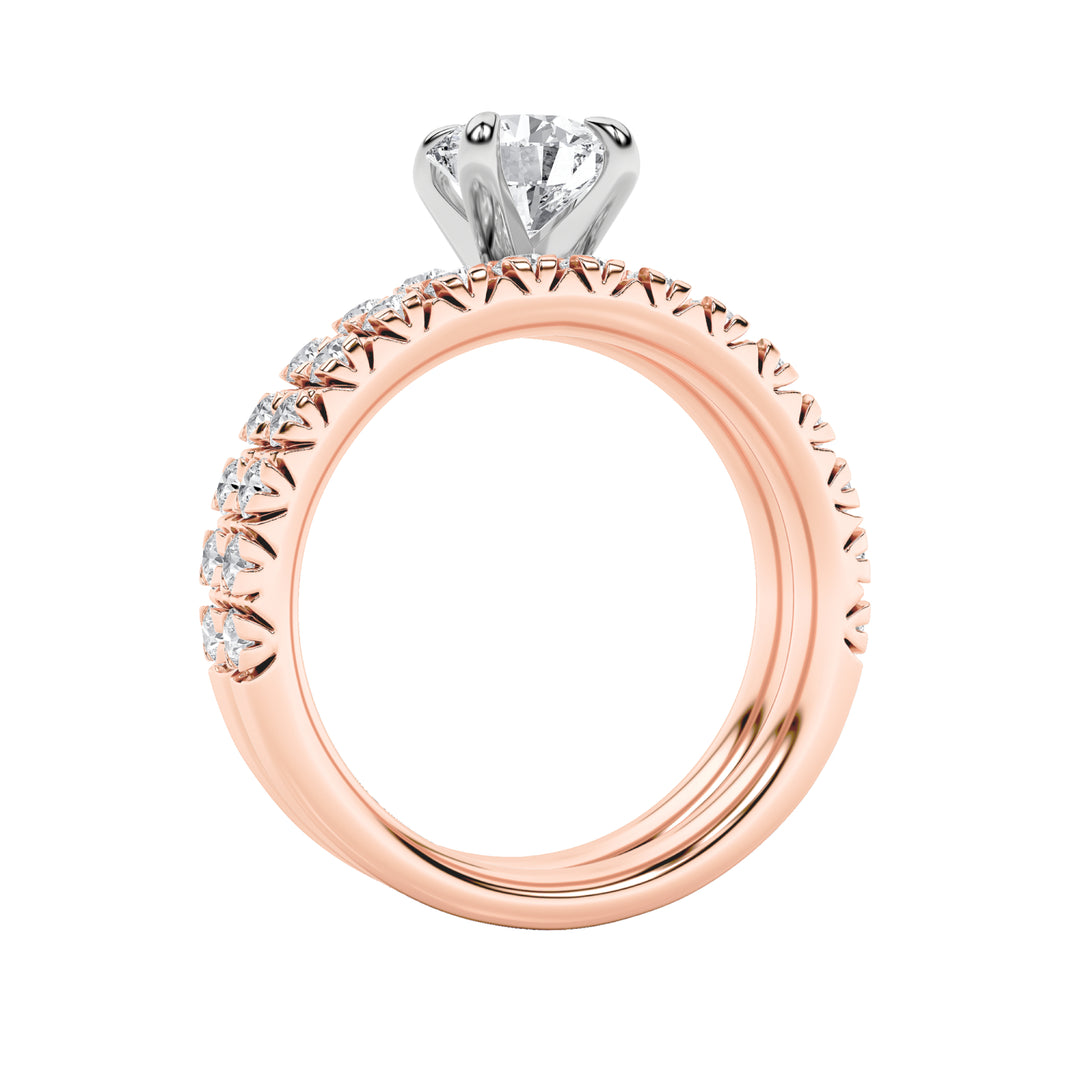 2Cttw Round Shaped Lab Grown Diamond (F/VS) Classic Accented Set With Band and Engagement Ring in 14K Gold