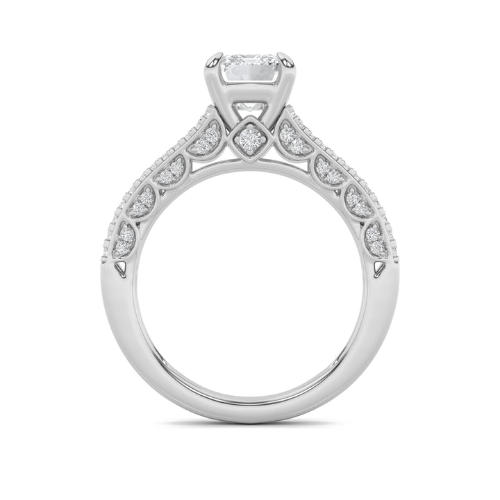 2Cttw Emerald Shaped Lab Grown Diamond (G/VS) Split Shank Accented Engagement Ring in 14K Gold