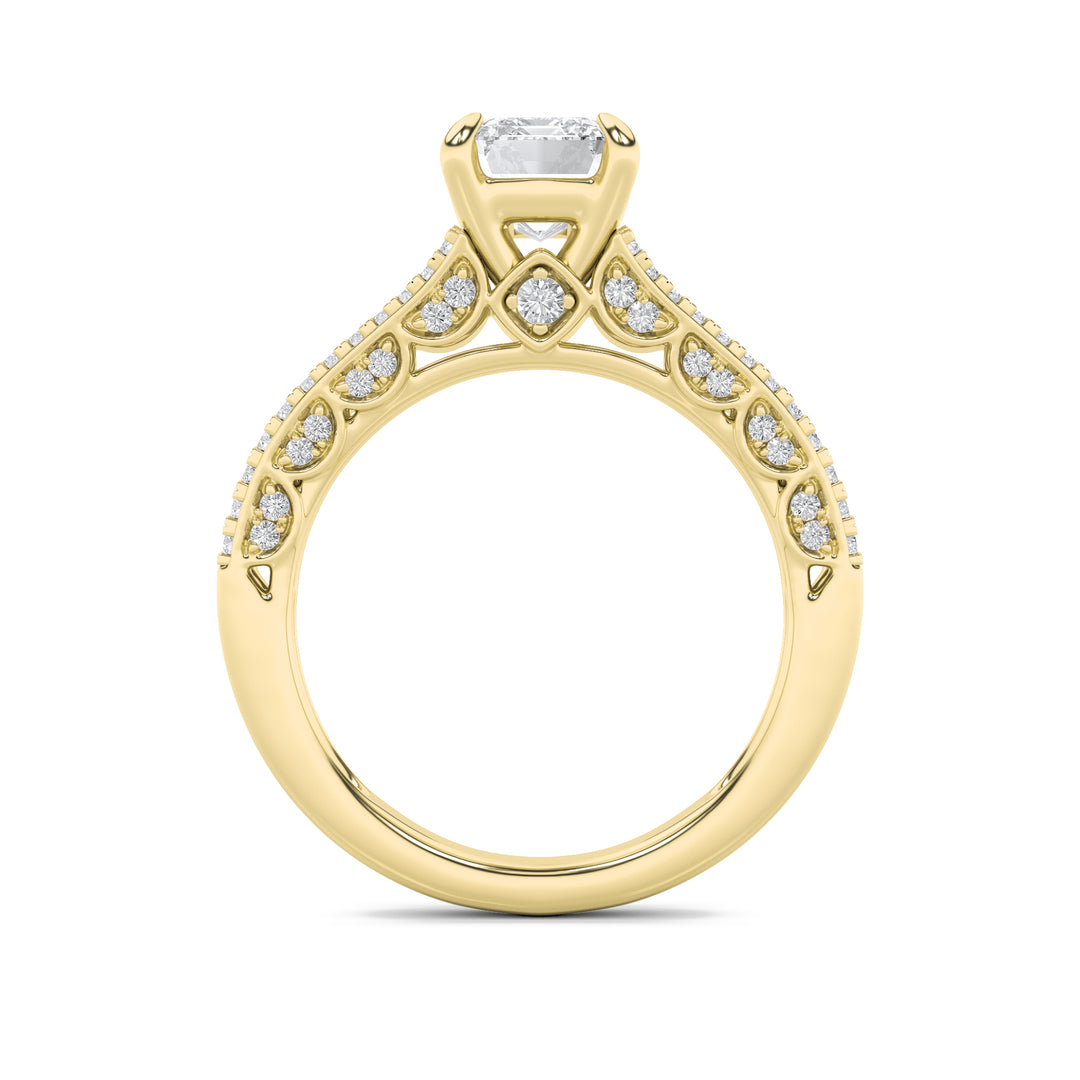2Cttw Emerald Shaped Lab Grown Diamond (F/VS) Split Shank Accented Engagement Ring in 14K Gold