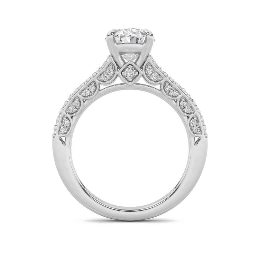 2Cttw Oval Shaped Lab Grown Diamond (G/VS) Split Shank Accented Engagement Ring in 14K Gold