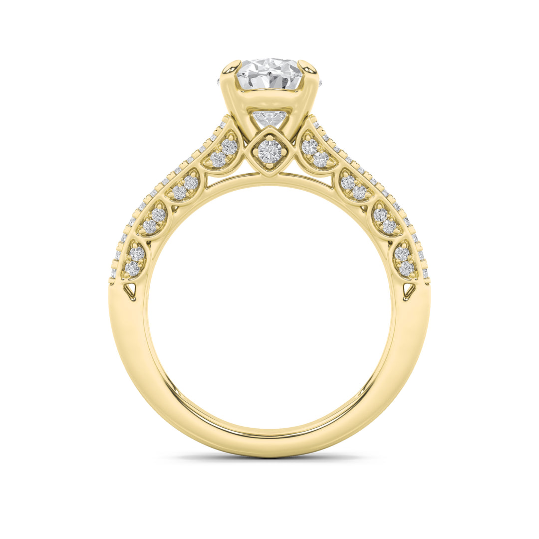 2Cttw Oval Shaped Lab Grown Diamond (F/VS) Split Shank Accented Engagement Ring in 14K Gold