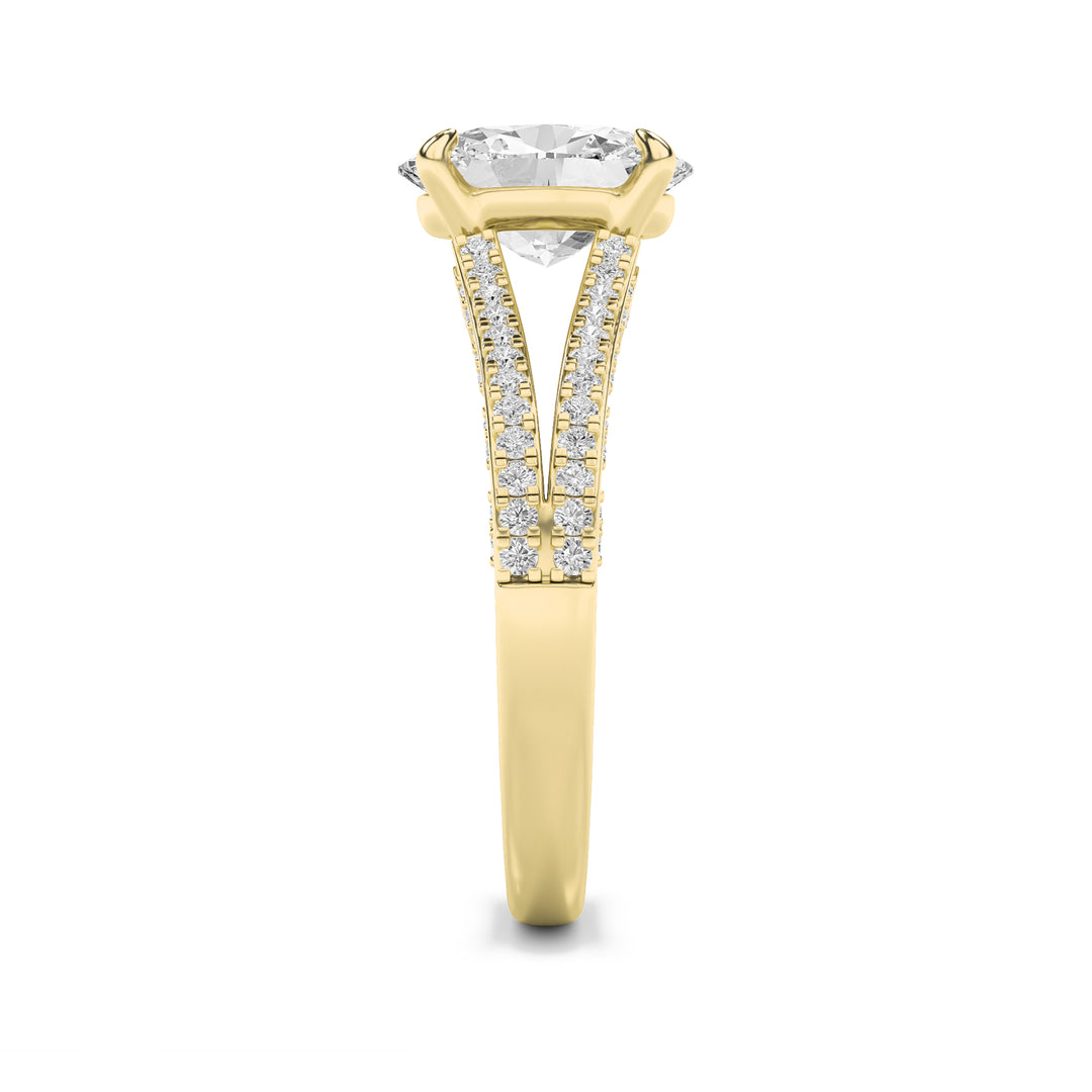 2Cttw Oval Shaped Lab Grown Diamond (F/VS) Split Shank Accented Engagement Ring in 14K Gold