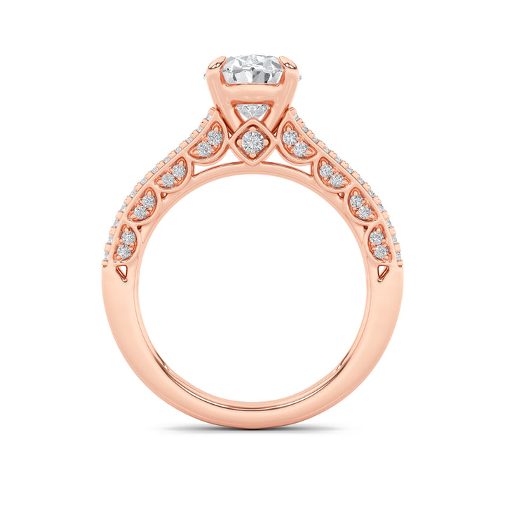 2Cttw Oval Shaped Lab Grown Diamond (F/VS) Split Shank Accented Engagement Ring in 14K Gold