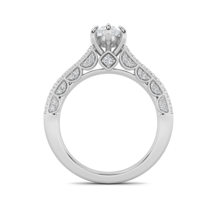 2Cttw Pear Shaped Lab Grown Diamond (F/VS) Split Shank Accented Engagement Ring in 14K Gold