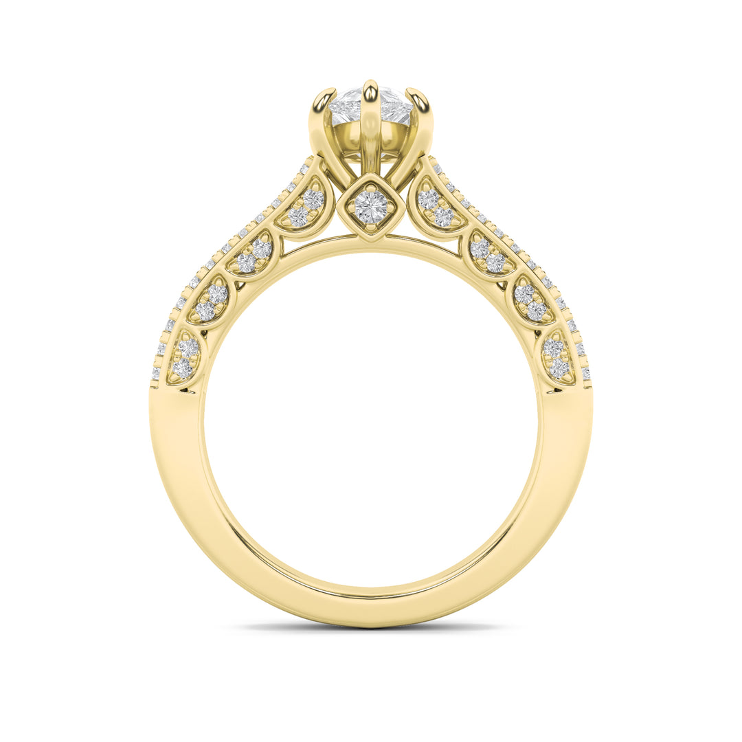 2Cttw Pear Shaped Lab Grown Diamond (F/VS) Split Shank Accented Engagement Ring in 14K Gold