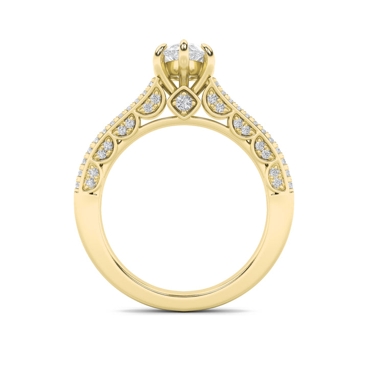 2Cttw Pear Shaped Lab Grown Diamond (F/VS) Split Shank Accented Engagement Ring in 14K Gold