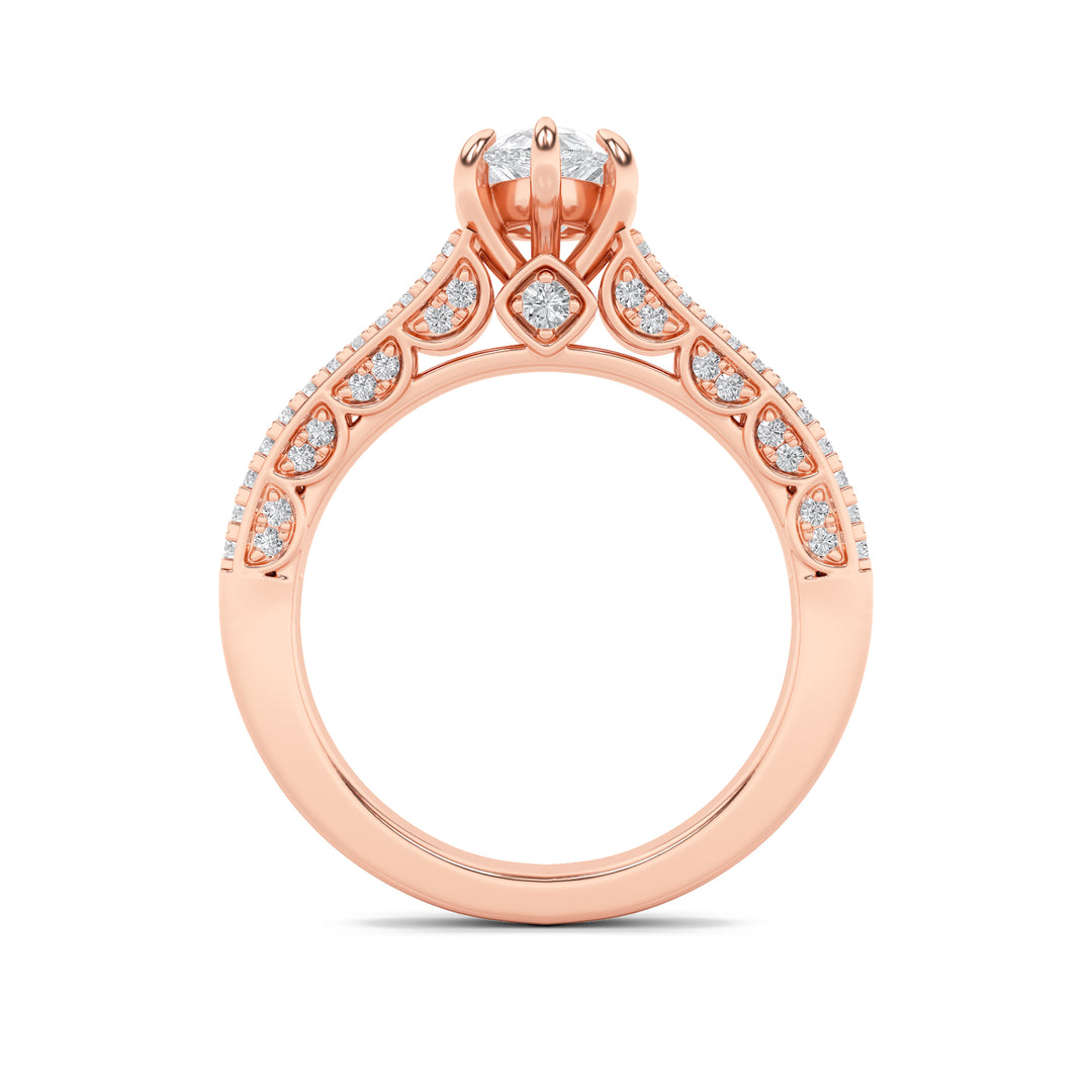 2Cttw Pear Shaped Lab Grown Diamond (F/VS) Split Shank Accented Engagement Ring in 14K Gold