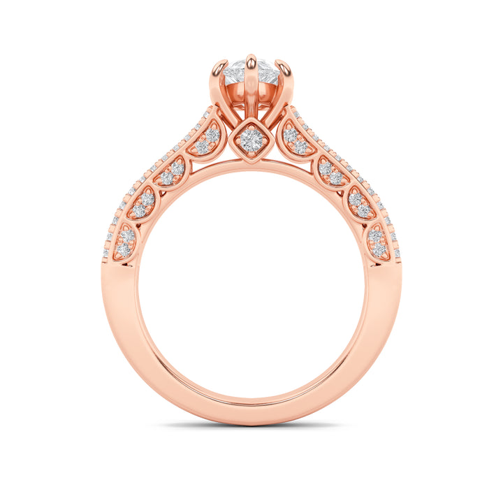 2Cttw Pear Shaped Lab Grown Diamond (F/VS) Split Shank Accented Engagement Ring in 14K Gold