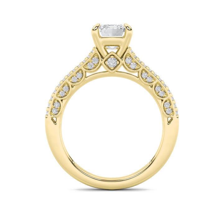2Cttw Radiant Shaped Lab Grown Diamond (F/VS) Split Shank Accented Engagement Ring in 14K Gold