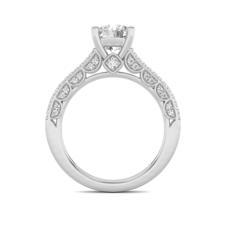 2Cttw Round Shaped Lab Grown Diamond (F/VS) SplitShank Accented Engagement Ring in 14K Gold