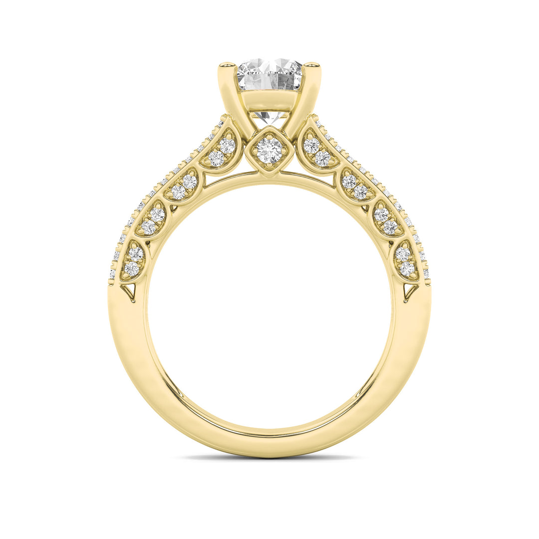 2Cttw Round Shaped Lab Grown Diamond (F/VS) SplitShank Accented Engagement Ring in 14K Gold