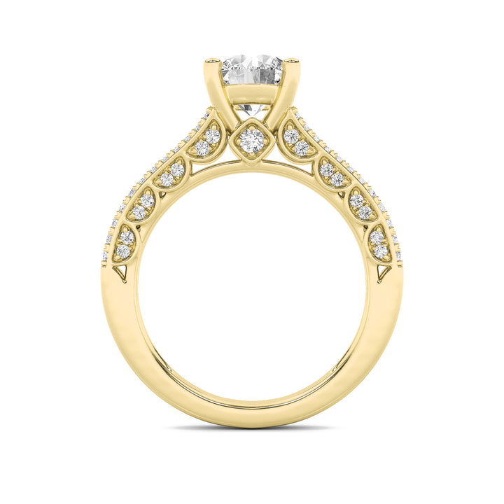 2Cttw Round Shaped Lab Grown Diamond (F/VS) SplitShank Accented Engagement Ring in 14K Gold
