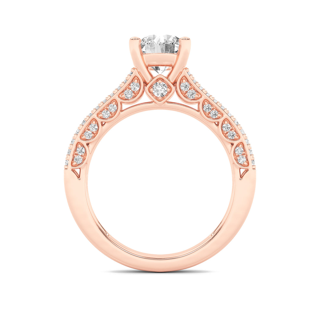 2Cttw Round Shaped Lab Grown Diamond (F/VS) SplitShank Accented Engagement Ring in 14K Gold
