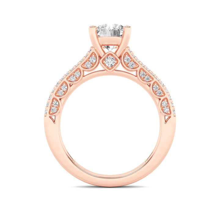 2Cttw Round Shaped Lab Grown Diamond (F/VS) SplitShank Accented Engagement Ring in 14K Gold