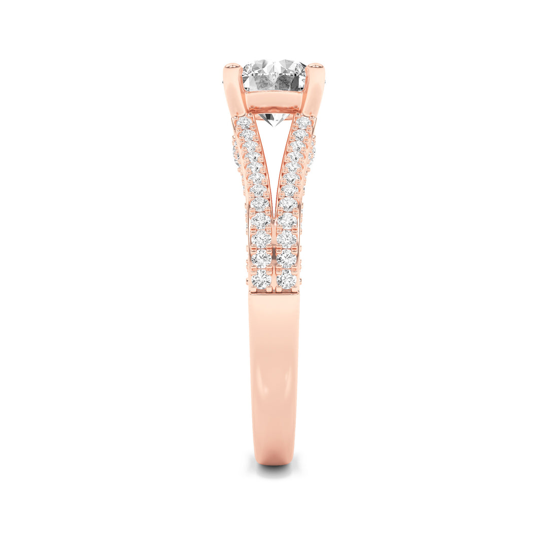 2Cttw Round Shaped Lab Grown Diamond (F/VS) SplitShank Accented Engagement Ring in 14K Gold