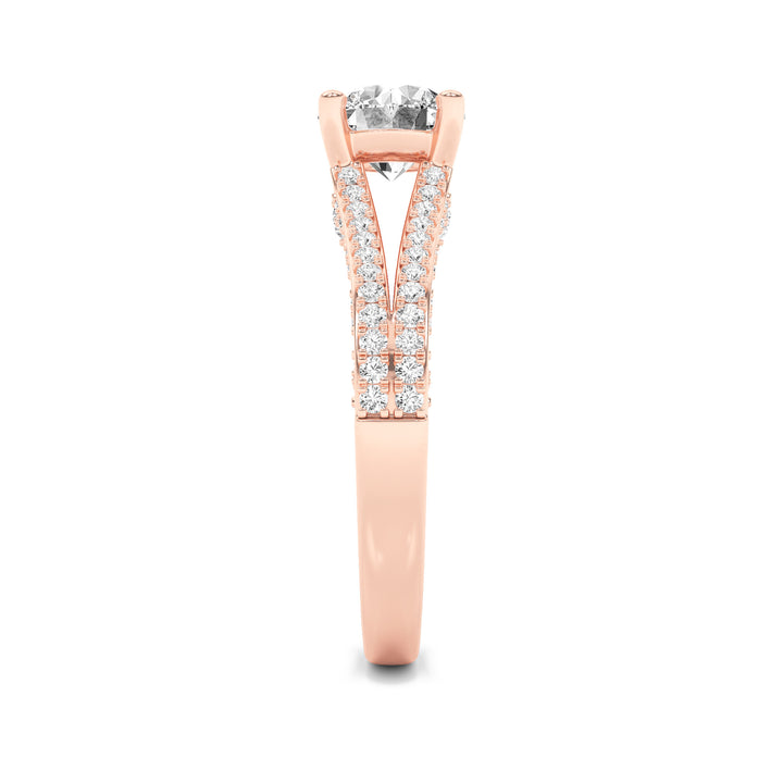 2Cttw Round Shaped Lab Grown Diamond (F/VS) SplitShank Accented Engagement Ring in 14K Gold