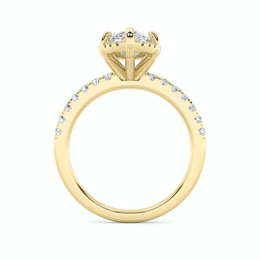 2Cttw Marquise Shaped Lab Grown Diamond (F/VS) Halo Accented Engagement Ring in 14K Gold