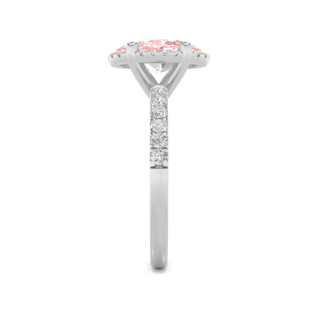 2Cttw Oval Shaped Lab Grown Diamond (F/VS) Halo Accented Engagement Ring in 14K Gold