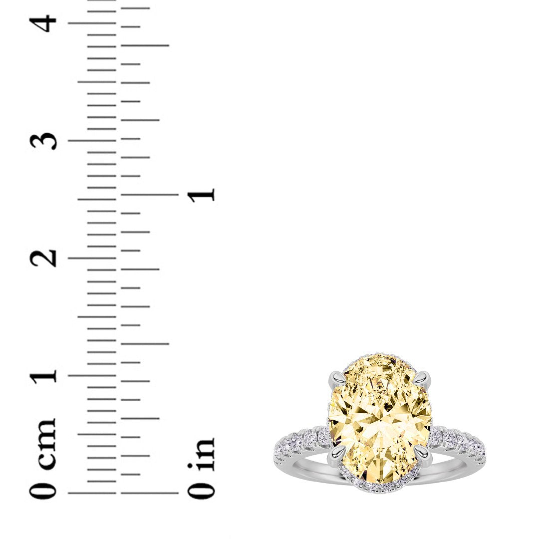 2Cttw Oval Shaped Lab Grown Diamond (F/VS) Halo Accented Engagement Ring in 14K Gold