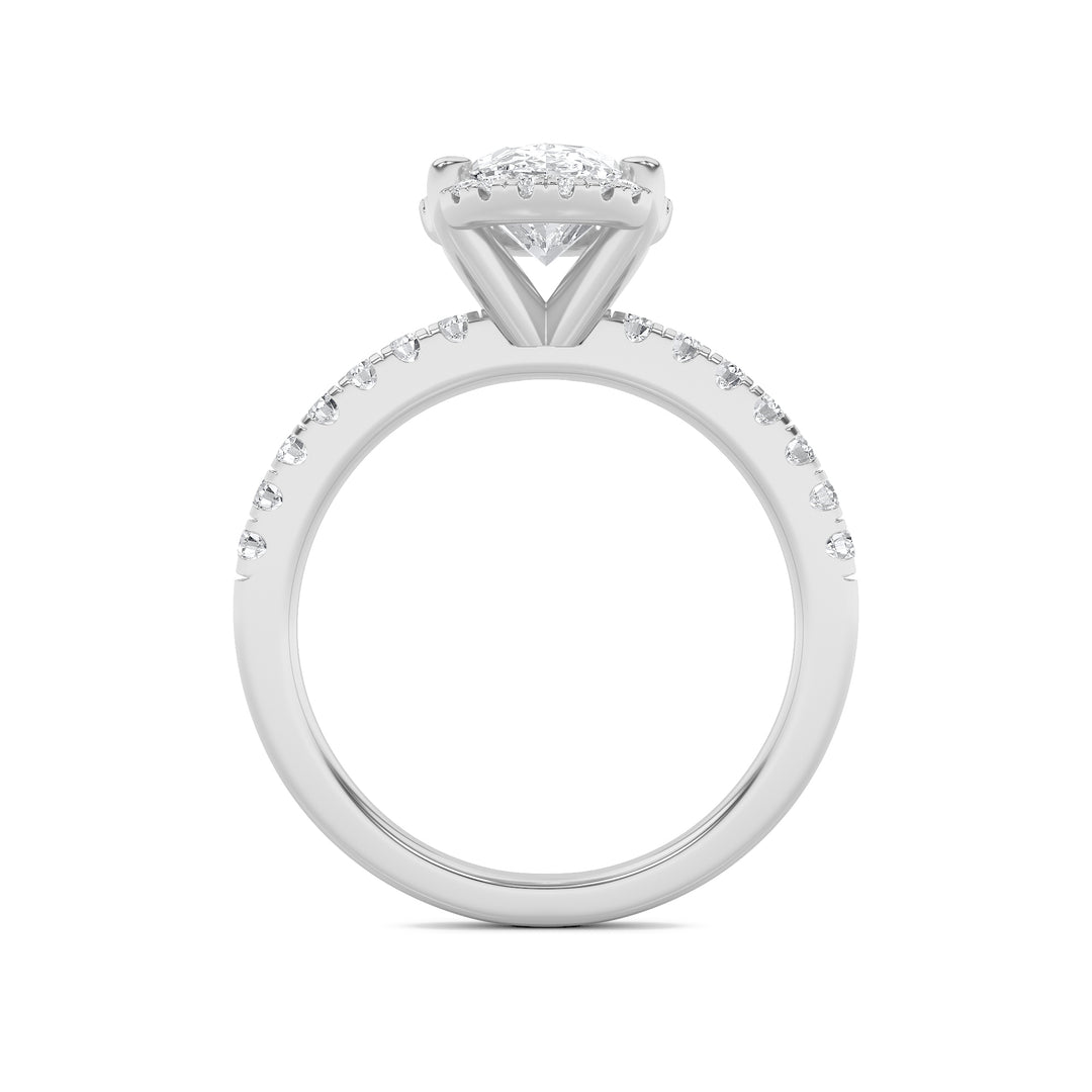2CTW Oval Shaped Lab Grown Diamond (G/VS) Halo Accented Engagement Ring in 14K Gold