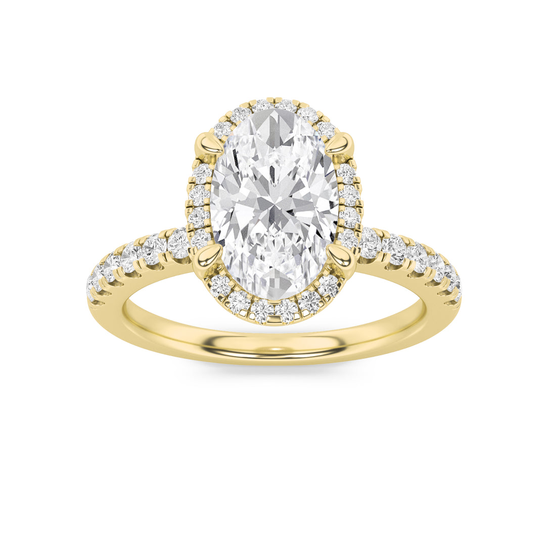 14KY 2ct Oval Lab Diamond Halo Engagement Ring