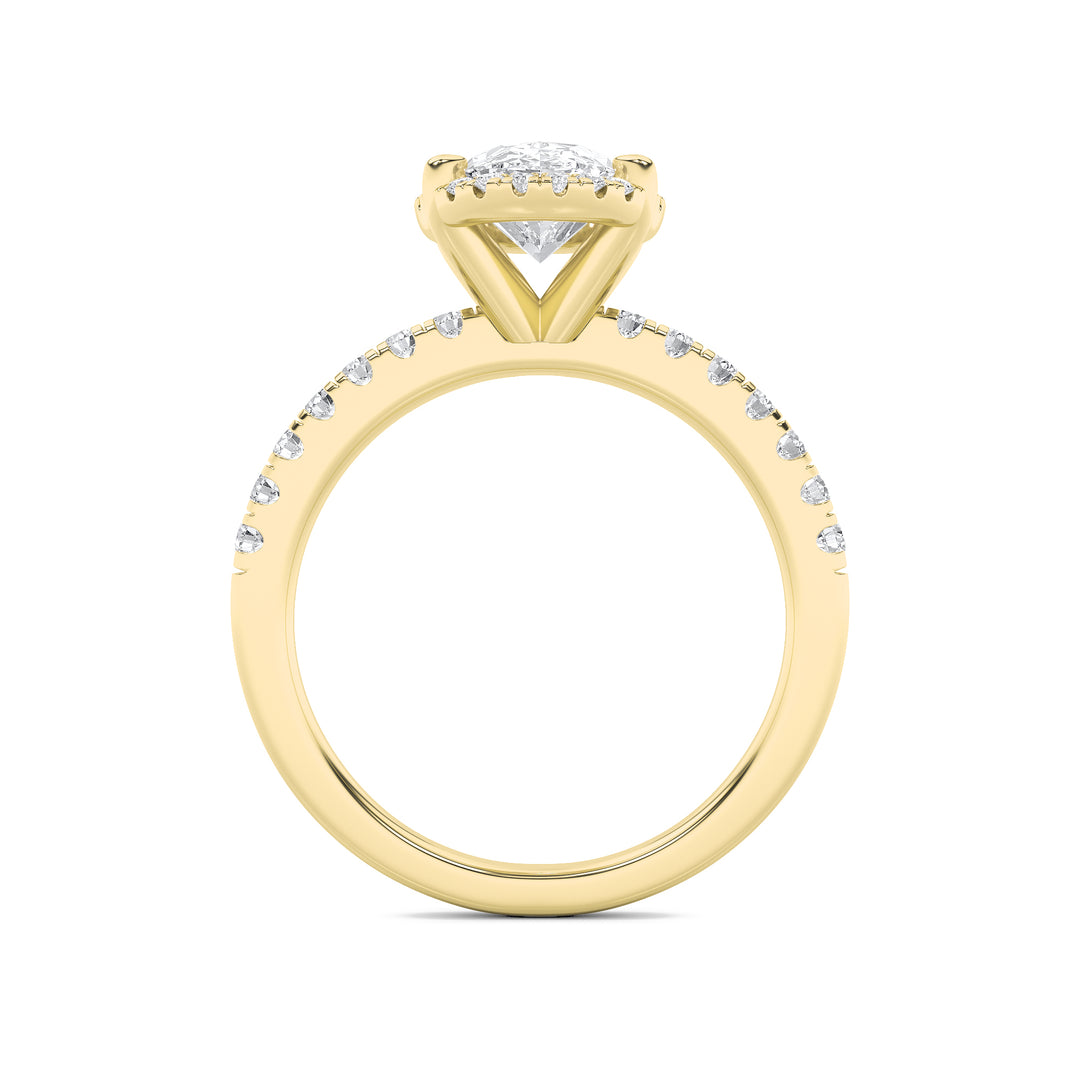 2Cttw Oval Shaped Lab Grown Diamond (F/VS) Halo Accented Engagement Ring in 14K Gold