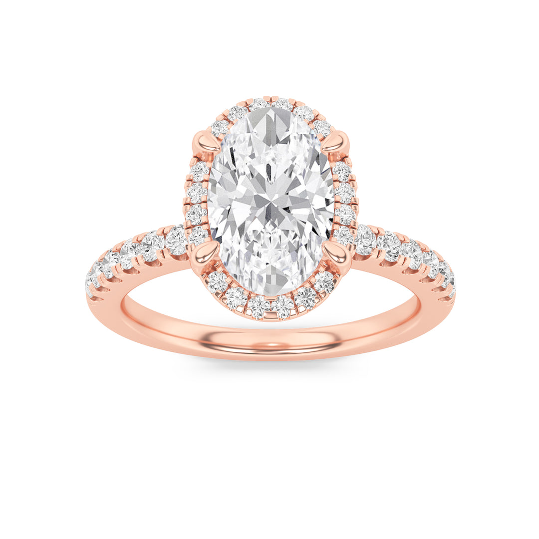 14KR 2ct Lab Diamond Oval Halo Engagement Ring