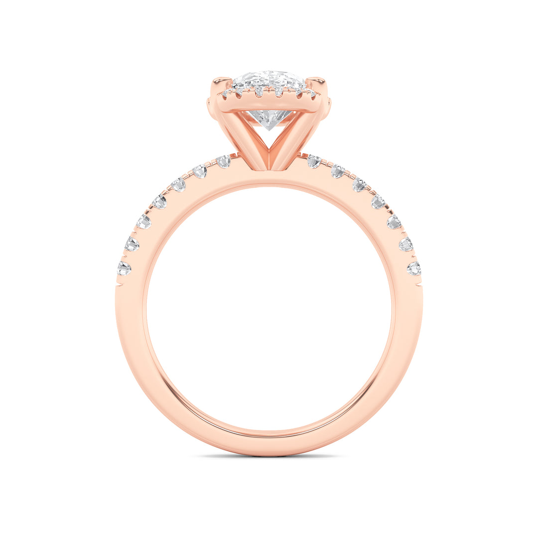 2CTW Oval Shaped Lab Grown Diamond (G/VS) Halo Accented Engagement Ring in 14K Gold