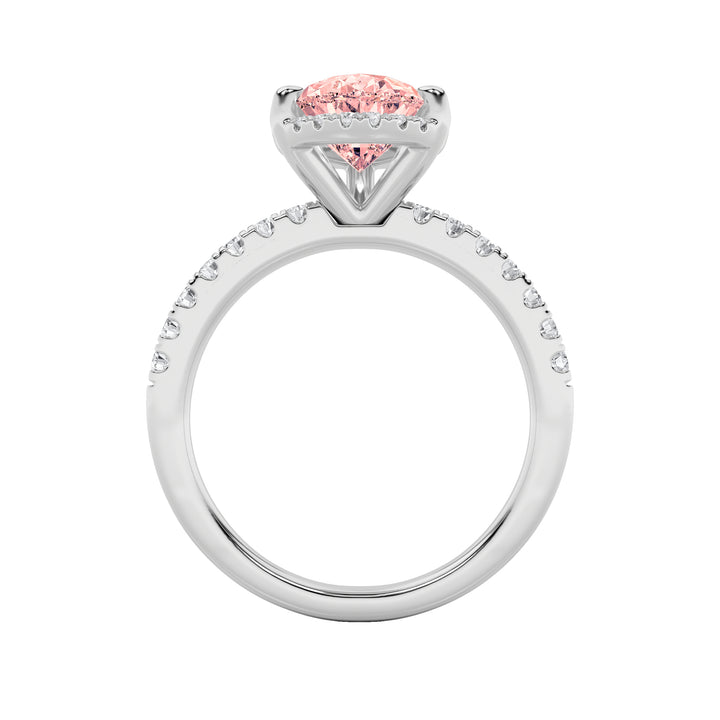 2CTW Pear Shaped Lab Grown Diamond (F/VS) Halo Accented Engagement Ring in 14K Gold