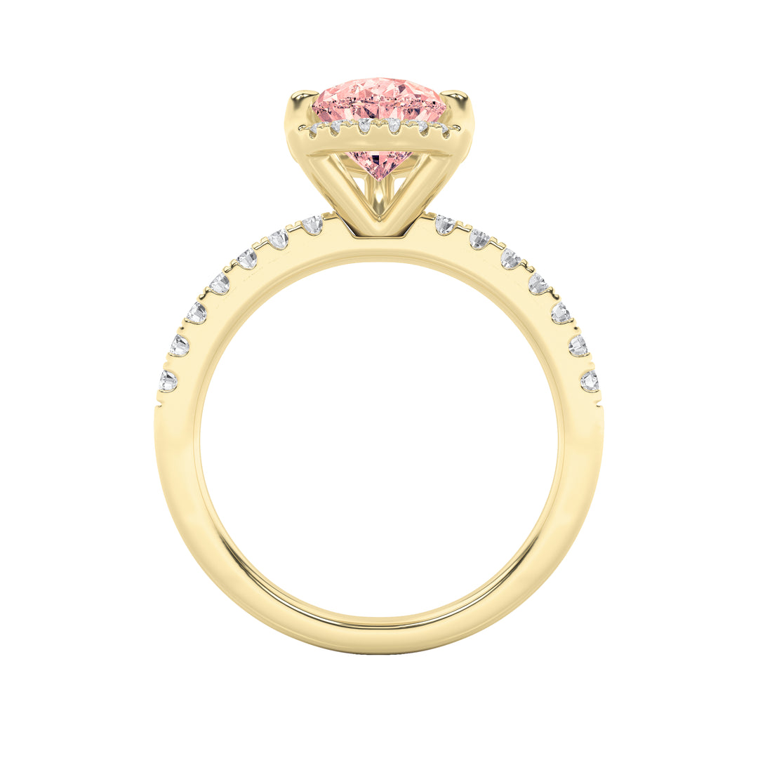 2CTW Pear Shaped Lab Grown Diamond (G/VS) Halo Accented Engagement Ring in 14K Gold