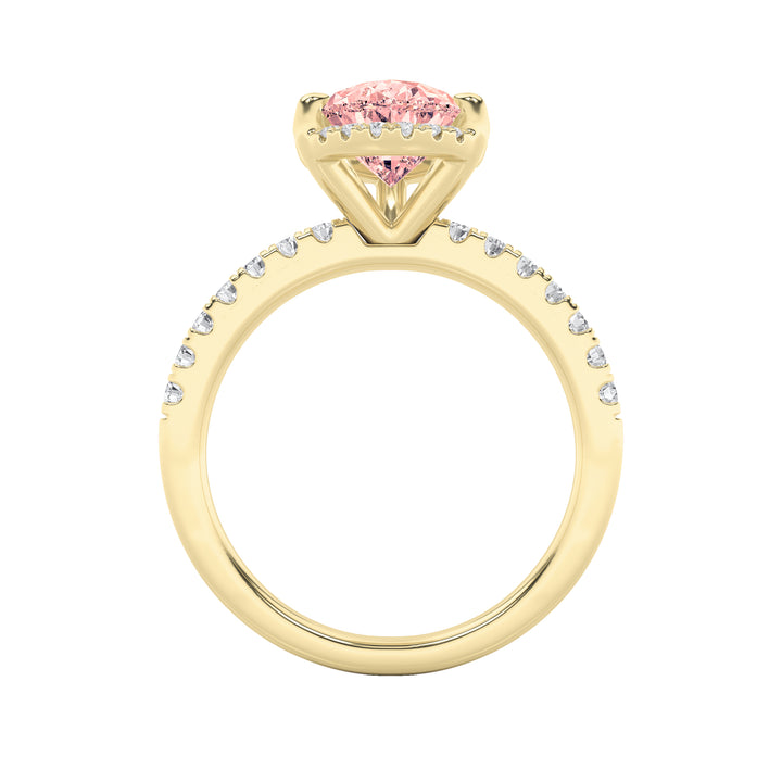 2CTW Pear Shaped Lab Grown Diamond (G/VS) Halo Accented Engagement Ring in 14K Gold