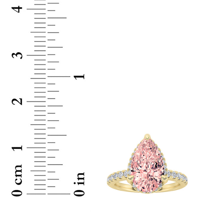 2CTW Pear Shaped Lab Grown Diamond (G/VS) Halo Accented Engagement Ring in 14K Gold