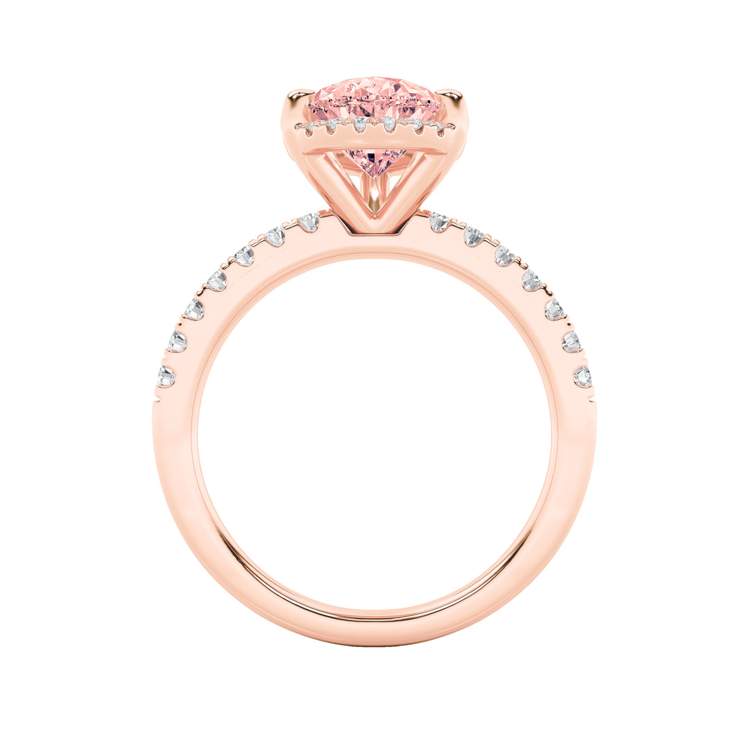 2CTW Pear Shaped Lab Grown Diamond (F/VS) Halo Accented Engagement Ring in 14K Gold